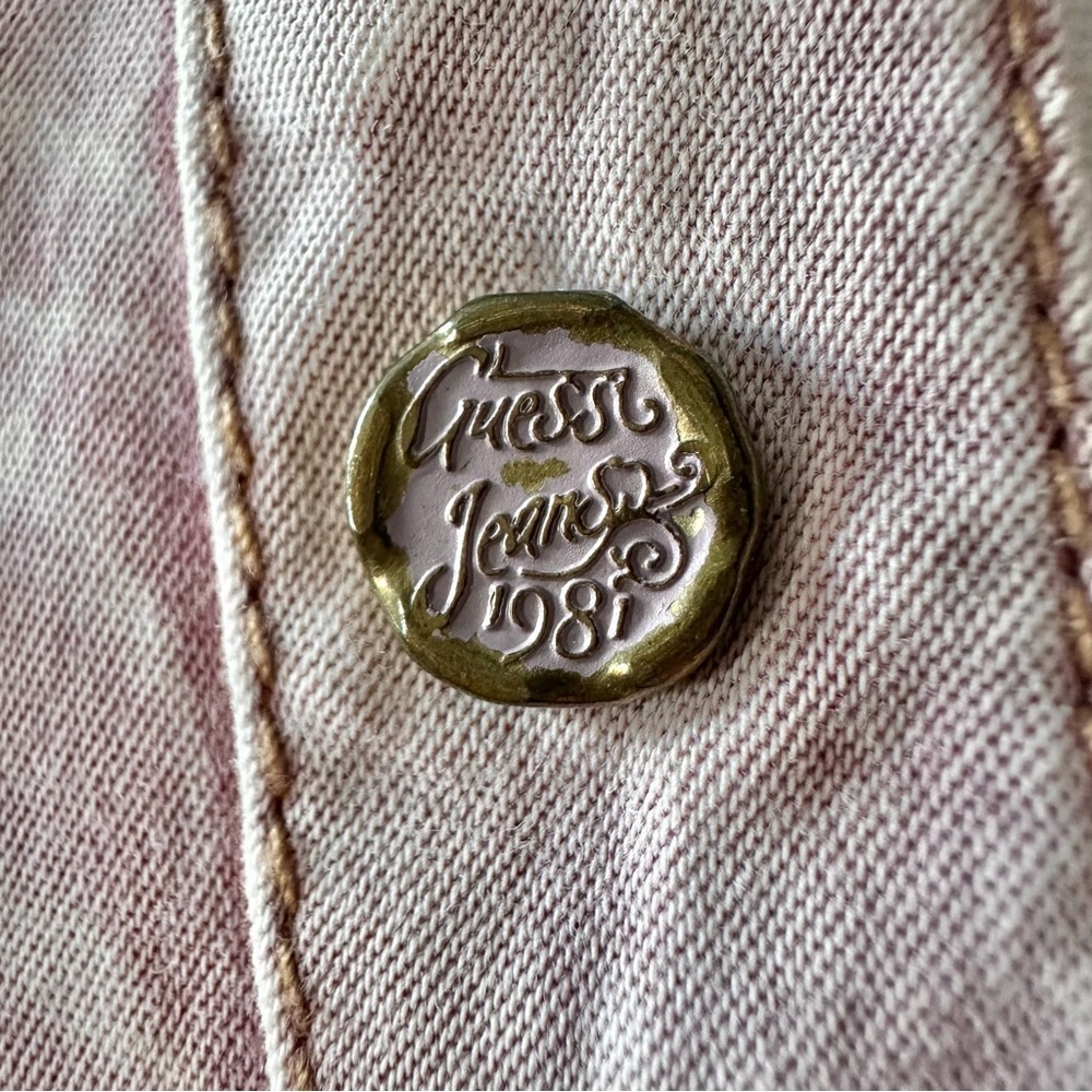 Vintage Y2K Guess Los Angeles Faded Washed Pink Button Up Shirt Cinch Waist - M - Picture 2 of 15